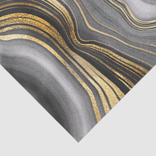 Moderne Gold & Gray Agate Geode Seidenpapier (Detail)