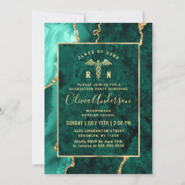 Moderne Gold Green Nursing School Graduation Party Einladung