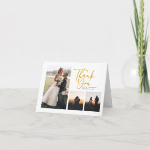 Moderne Gold handgeschriebene Hochzeit Dankeskarte