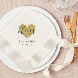 Moderne Gold Heart Cheers Wedding Party Serviette