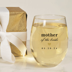 Moderne Gold Heart Mutter der Braut Geschenk Weinglas Ohne Stiel