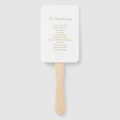 Moderne Gold Heart Script Hochzeit Begrüßung Fächer (Rückseite)