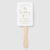 Moderne Gold Heart Script Hochzeit Begrüßung Fächer (Vorderseite)