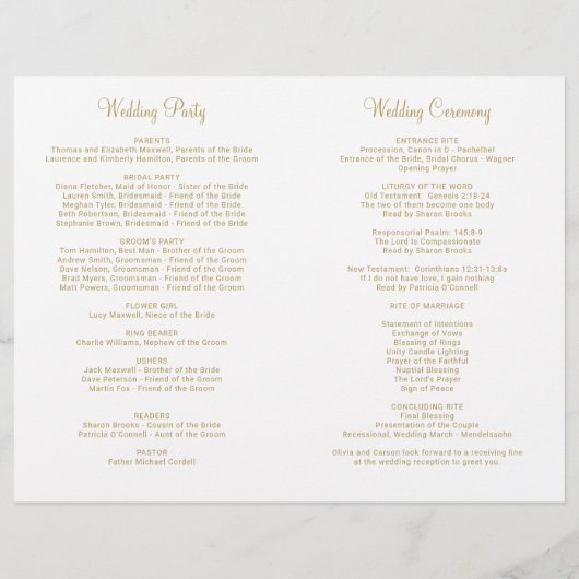 Moderne Gold Heart Script Hochzeitsfeier (Rückseite)