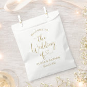 Moderne Gold Heart Script Wedding Willkommen Geschenktütchen (Ausgeschnitten)