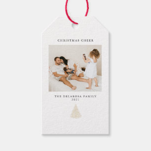 Moderne gold-helle Weihnachtsbaum-Stimmung Zwei Fo Geschenkanhänger