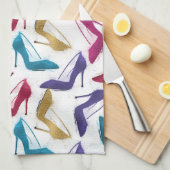 Moderne Gold High Heels Wasserfarbe Geschirrtuch (Viertel Falte)