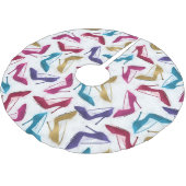 Moderne Gold High Heels Wasserfarbe Polyester Weihnachtsbaumdecke (Schrägansicht)