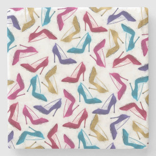 Moderne Gold High Heels Wasserfarbe Steinuntersetzer