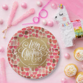 Moderne Gold Imitate Foil Frohe Weihnachten Berry Pappteller (Party)