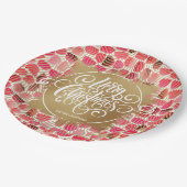 Moderne Gold Imitate Foil Frohe Weihnachten Berry Pappteller (Schrägansicht)