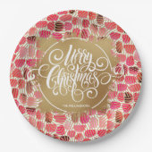 Moderne Gold Imitate Foil Frohe Weihnachten Berry Pappteller (Vorderseite)