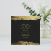 Moderne Gold Imitate Foil Paint Stroke Black Weddi Einladung (Stehend Vorderseite)