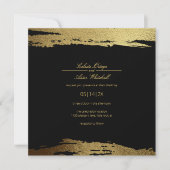 Moderne Gold Imitate Foil Paint Stroke Black Weddi Einladung (Vorderseite)