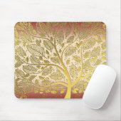 Moderne Gold Imitate Leaf Tree of Life Glitzer Pea Mousepad (Mit Mouse)