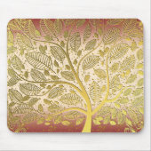 Moderne Gold Imitate Leaf Tree of Life Glitzer Pea Mousepad (Vorne)