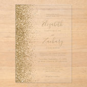 Moderne Gold Imitats Glitzer Edge Wedding Acryleinladungen (Vorderseite)