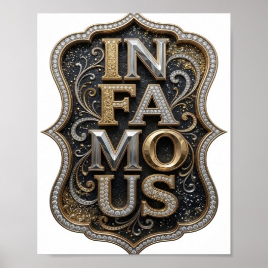 Moderne Gold IN FAMOUS Statement Design Poster (Vorne)