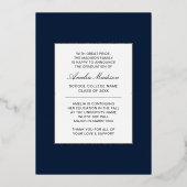 Moderne Gold Ink Script Navy Blue Grad Foto Card Folieneinladung (Rückseite)