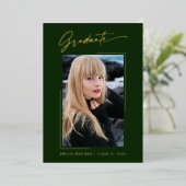 Moderne Gold Ink Script Smarald Grad Foto Card Folieneinladung (Stehend vorne)