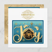 Moderne Gold "JOY" Krippe Weihnachten Silhouette (Vorne/Hinten)