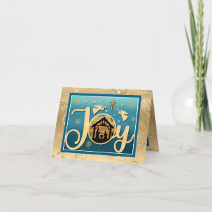 Moderne Gold "JOY" Krippe Weihnachten Silhouette