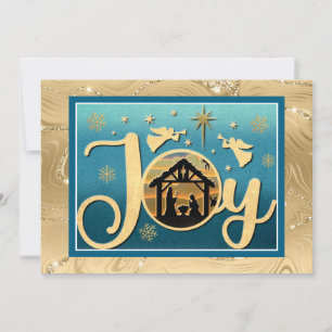 Moderne Gold "JOY" Krippe Weihnachten Silhouette