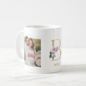 Moderne Gold Letter B-Blume | Monogramm für zwei F Kaffeetasse (Vorderseite Links)