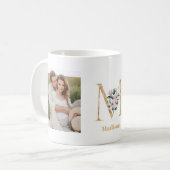 Moderne Gold Letter M-Blume | Monogramm für zwei F Kaffeetasse (Vorderseite Links)