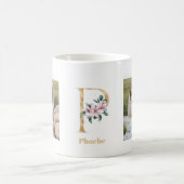 Moderne Gold Letter P-Blume | Monogramm für zwei F Kaffeetasse (Mittel)