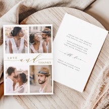 Moderne Gold Liebe & Dank 4 Foto Hochzeit