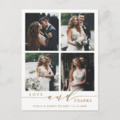 Moderne Gold Liebe und danke 4 Foto Wedding Vielen Postkarte (Vorderseite)