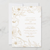 Moderne Gold Line Art Floral Wedding Einladung (Vorderseite)