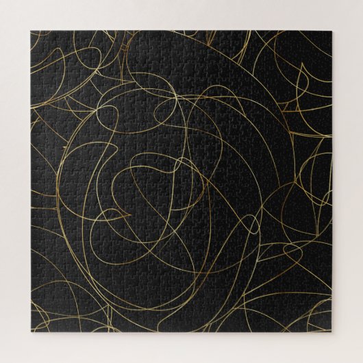Moderne Gold Line Art Gray Dots Abstraktes Design Puzzle (Vertikal)