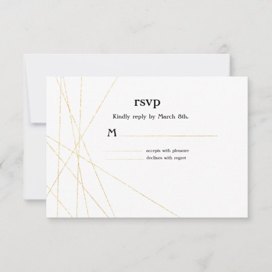 Moderne Gold Line Wedding RSVP Response Card Einladung (Vorderseite)