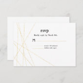 Moderne Gold Line Wedding RSVP Response Card Einladung (Vorne/Hinten)