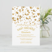 Moderne Gold Little Star Baby Dusche Einladung (Stehend Vorderseite)