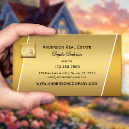 Moderne Gold Logo Beruflich Realtor Businesscard Visitenkarte