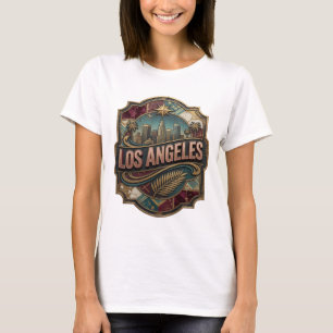 Moderne Gold LOS ANGELES künstlerisches Motiv T-Shirt