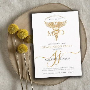 Moderne Gold MD Doctor Graduation Party Einladung