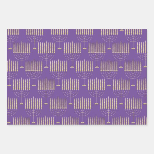 Moderne Gold Menorah Dreidel Olive Branch Dove Geschenkpapier Set (Vorderseite)