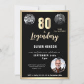 Moderne Gold Metallic Überraschung 80. Geburtstag Einladung (Vorderseite)