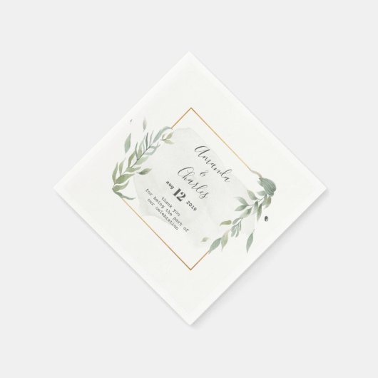 Moderne Gold & Mint-Green Foliage Serviette (Ecke)
