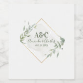 Moderne Gold & Mint-Green Foliage Weinetikett (Einzelnes Label)