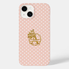 Moderne Gold Monogram Alphabet Letter A Polka Dots Case-Mate iPhone 14 Hülle