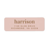Moderne Gold Monogram Blush Pink Rücksendeadresse (Vorne)