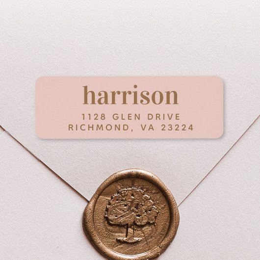 Moderne Gold Monogram Blush Pink Rücksendeadresse