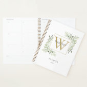 Moderne Gold Monogram Greenery 2023 Planer (Anzeige)