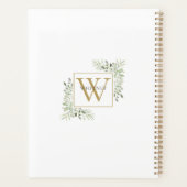 Moderne Gold Monogram Greenery 2023 Planer (Rückseite)