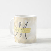 Moderne Gold Monogram & Motivation Kaffeetasse (Vorderseite Links)